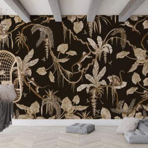 Φωτοταπετσαρία Playful Monkeys, vintage black - Kikki Belle 60893