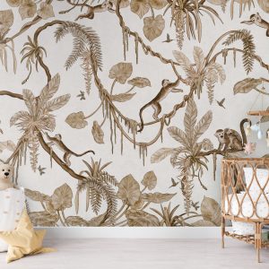 Φωτοταπετσαρία Playful Monkeys, vintage white - Kikki Belle 60897