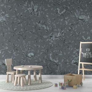 Φωτοταπετσαρία Playful Woods, monochrome blue - Kikki Belle 60916