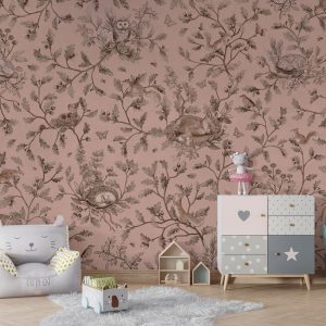 Φωτοταπετσαρία Playful Woods, monochrome pink - Kikki Belle 60918