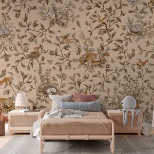 Φωτοταπετσαρία Playful Woods, vintage beige - Kikki Belle 60920