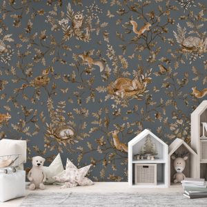 Φωτοταπετσαρία Playful Woods, vintage blue - Kikki Belle 60922