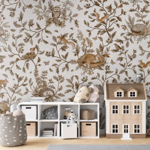 Φωτοταπετσαρία Playful Woods, vintage white - Kikki Belle 60925