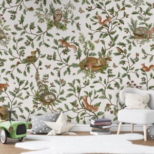 Φωτοταπετσαρία Playful Woods, white - Kikki Belle 60926