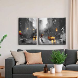 Σύνθεση Πινάκων Απεικόνιση Πόλης & Noir Αισθητική - Decotek 222399