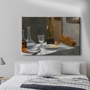 Πίνακας Ζωγραφικής Νεκρή Φύση με Μπουκάλι, Καράφα, Ψωμί και Κρασί, Claude Monet - Decotek 222512