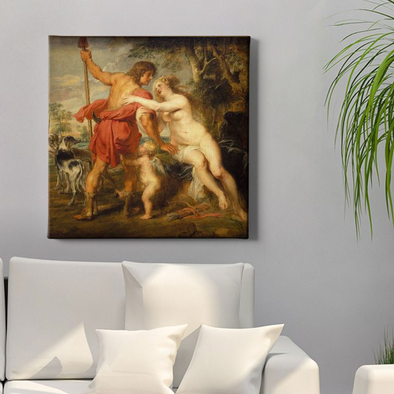 Πίνακας σε καμβά «Αφροδίτη και Άδωνις» του Rubens κρεμασμένος σε τοίχο σαλονιού