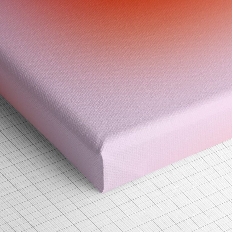Λεπτομέρεια γωνίας του καμβά «Gradient Aura» — τυπωμένο πλαϊνό και ύφανση βαμβακερού καμβά