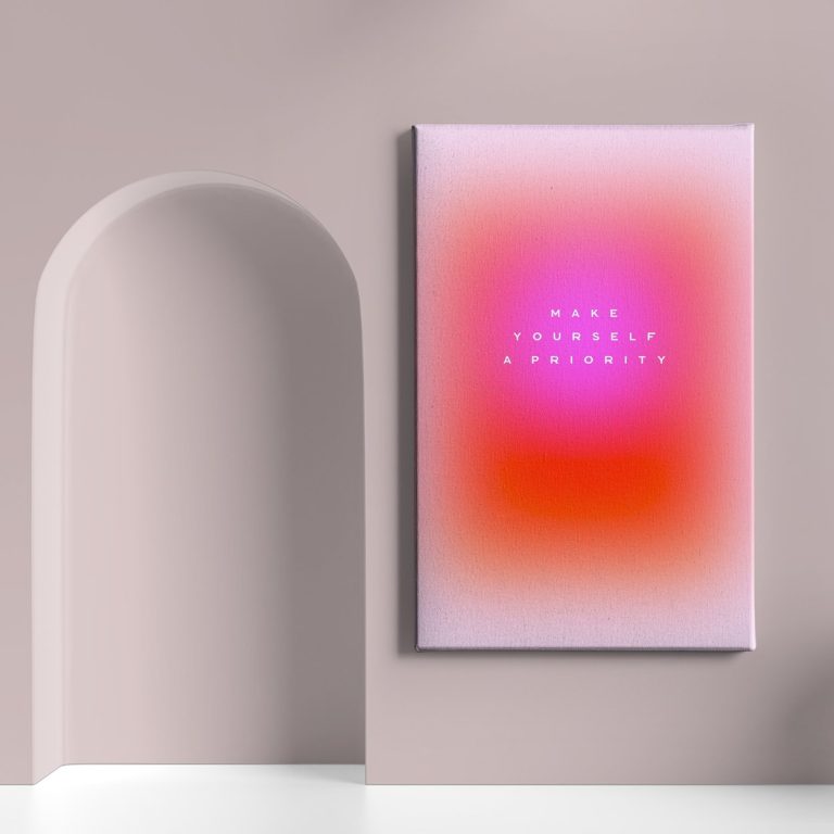 Πίνακας σε καμβά «Gradient Aura» κρεμασμένος σε τοίχο δωματίου
