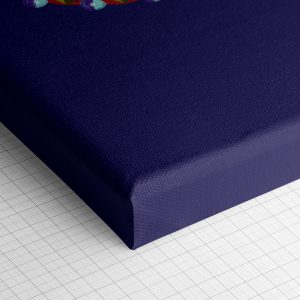 Λεπτομέρεια γωνίας του καμβά «Ζωηρά Διακοσμητικά Μοτίβα» — τυπωμένο πλαϊνό και ύφανση βαμβακερού καμβά