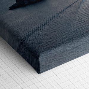 Λεπτομέρεια γωνίας του καμβά «Ηλιοβασίλεμα στο Αμάλφι» — τυπωμένο πλαϊνό και ύφανση βαμβακερού καμβά