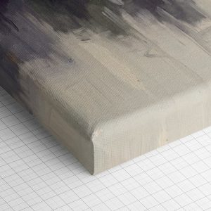 Λεπτομέρεια γωνίας του καμβά «Ομιχλώδεις Αντανακλάσεις Ποταμού» — τυπωμένο πλαϊνό και ύφανση βαμβακερού καμβά