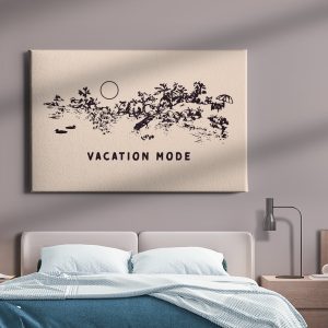Πίνακας σε καμβά «Παραλία Vacation Mode» κρεμασμένος σε τοίχο δωματίου