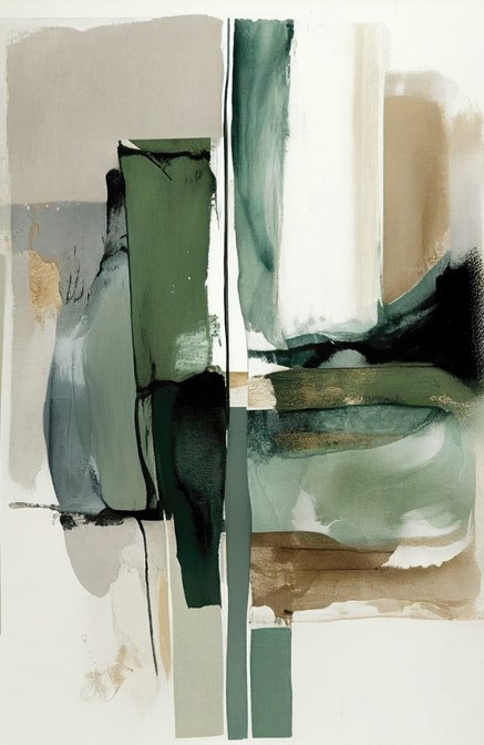 Σμαραγδί και Φασκομηλί Αφηρημένο — το σχέδιο του πίνακα σε καμβά