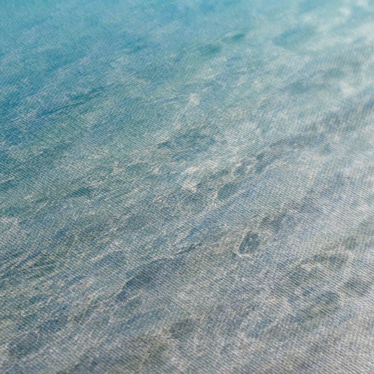Κοντινή λήψη στην ύφανση του καμβά «Τιρκουάζ Νερά Παραλίας»