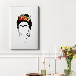 Πίνακας σε καμβά «Φλοράλ Πορτρέτο Line Art» κρεμασμένος σε τοίχο δωματίου
