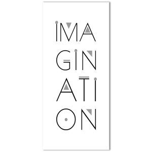 Το σχέδιο του αυτοκόλλητου πόρτας IMAGINATION: η λέξη IMAGINATION σε λεπτή, γεωμετρική τυπογραφία