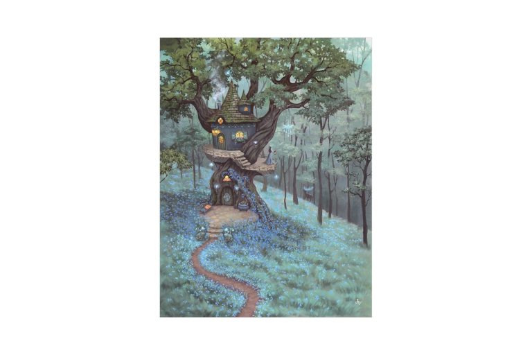 Το σχέδιο του αυτοκόλλητου ντουλάπας Bluebell Treetop, ζωγραφική της Julia Vaihicheva