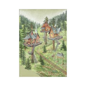 Το σχέδιο του αυτοκόλλητου ντουλάπας Tea Time Treetop, ζωγραφική της Julia Vaihicheva