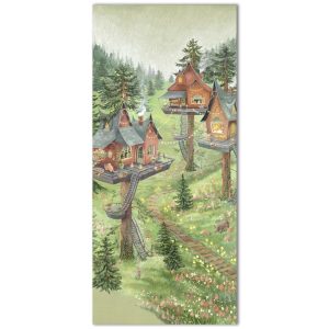 Το σχέδιο του αυτοκόλλητου πόρτας Tea Time Treetop όπως τυπώνεται, σε αναλογία πόρτας