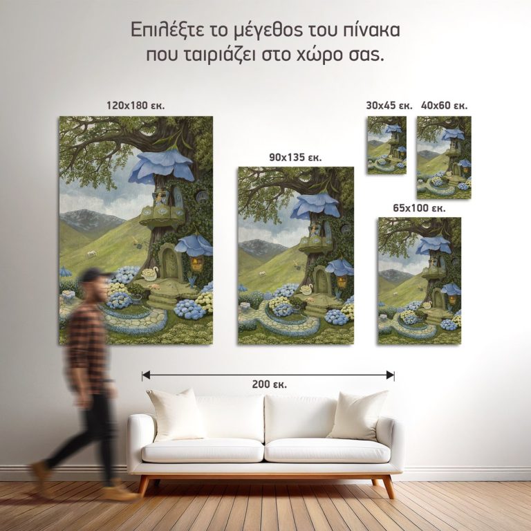 Σύγκριση των πέντε διαθέσιμων διαστάσεων του πίνακα «Blueberry Blues»