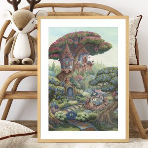 Πόστερ Bluebird Cottage σε κορνίζα στον τοίχο
