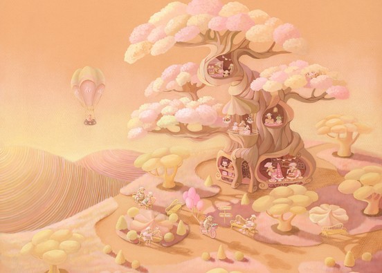 Το σχέδιο του πόστερ Little Lamb Bakery: ζαχαροπλαστείο για αρνάκια σε ροζ δέντρο