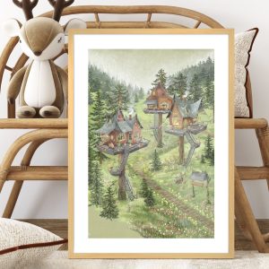 Πόστερ Tea Time Treetop σε κορνίζα στον τοίχο