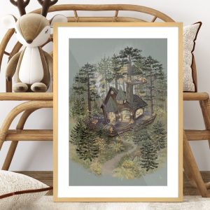 Πόστερ Tiny Woodland Shop σε κορνίζα στον τοίχο