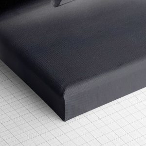 Λεπτομέρεια γωνίας του καμβά «Μπαλαρίνα με Ανεμισμένο Φόρεμα» — τυπωμένο πλαϊνό και ύφανση βαμβακερού καμβά