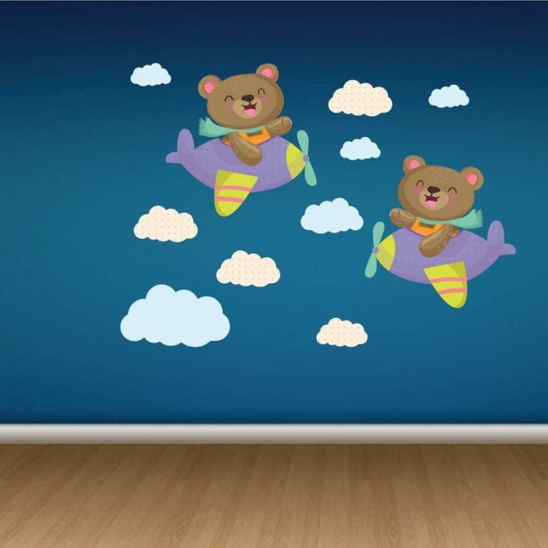 Παιδικό Αυτοκόλλητο Αρκουδάκια σε Αεροπλάνο - Decotek 13634-0