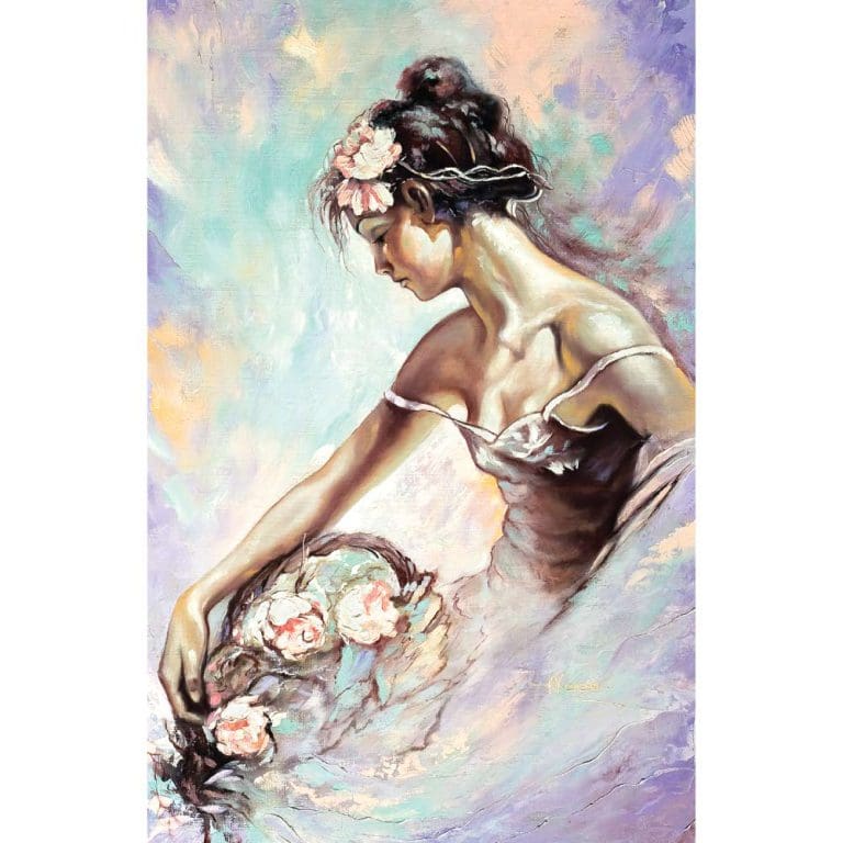 Πίνακας Ζωγραφικής Girl With Bouquet Of White Flowers – Decotek 180585-124671