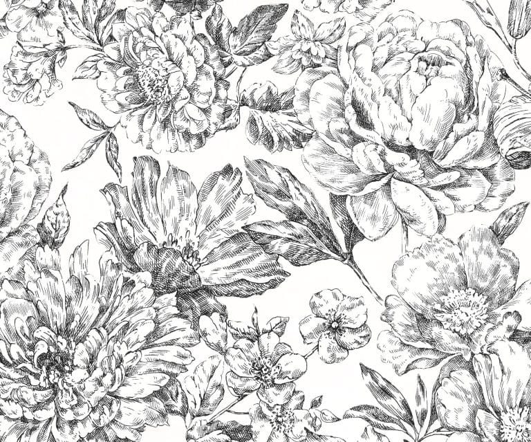 Φωτοταπετσαρία Τοίχου Λουλούδια, Ασπρόμαυρο Φλοραλ - Komar - Decotek x6-1036 (300cm x 250cm)-0