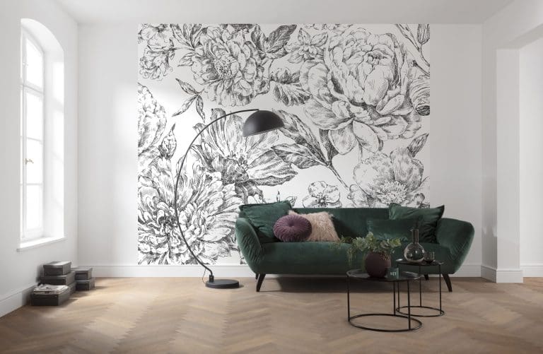 Φωτοταπετσαρία Τοίχου Λουλούδια, Ασπρόμαυρο Φλοραλ - Komar - Decotek x6-1036 (300cm x 250cm)-173048