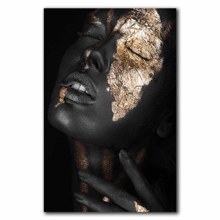 Πίνακας Ζωγραφικής Γυναικείο Πρόσωπο με Μάυρο και Χρυσό Χρώμα - Decotek 220405-217335