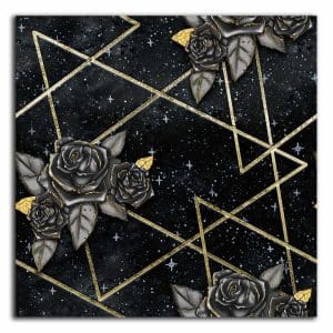 Πίνακας Ζωγραφικής Χρυσά Τρίγωνα και Μαυρά Τριαντάφυλλα - Decotek 220427-217377