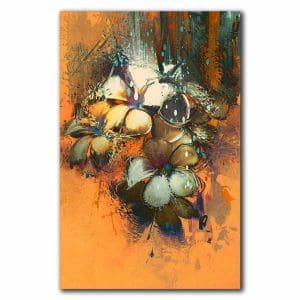 Πίνακας Ζωγραφικής Λουλούδια σε Πορτοκαλί Φόντο - Decotek 220456-217435