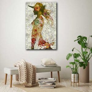 Πίνακας Ζωγραφικής Γυναικείο Σχέδιο σε Φλοράλ Μοτίβο - Decotek 220657-0