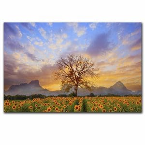 Πίνακας Ζωγραφικής Ηλιόσποροι σε Μαγευτικό Ηλιοβασίλεμα - Decotek 220813-213241