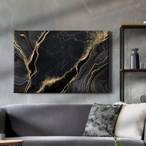 Πίνακας Ζωγραφικής Χρυσό και Μαύρο Μάρμαρο - Decotek 220777