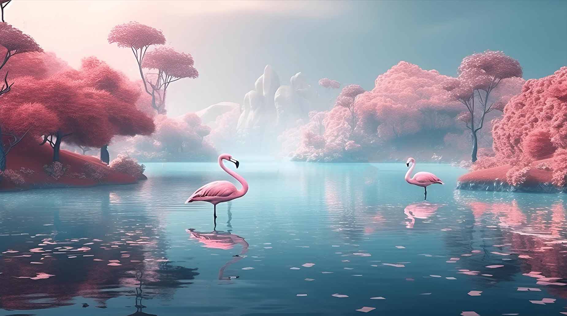 Φωτοταπετσαρία Flamingos in Lake - Decotek 60407