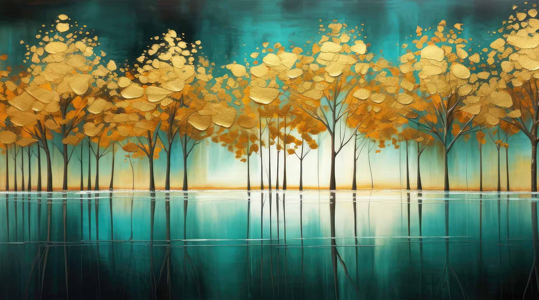 Φωτοταπετσαρία Abstract Lake Trees - Decotek 60356