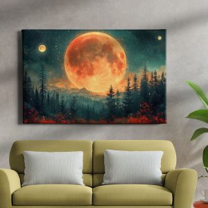 Πίνακας Ζωγραφικής Abstract Full Moon Over the Forest- Decotek 221094