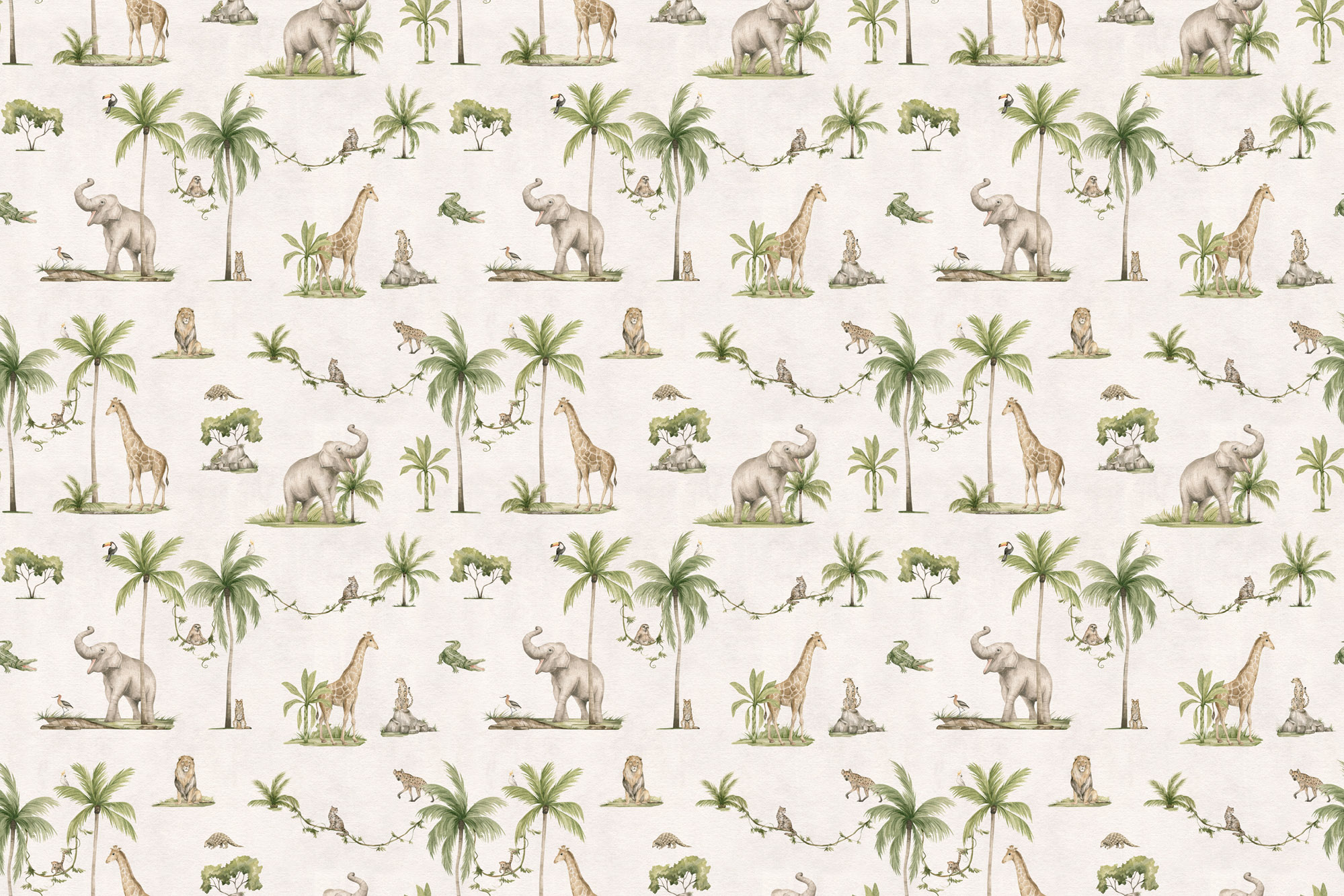 Φωτοταπετσαρία Joyful Jungle, White - Kikki Belle 60646