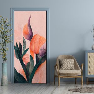 Αυτοκόλλητο Πόρτας Πορτοκαλί Τουλίπες - Decotek 30877