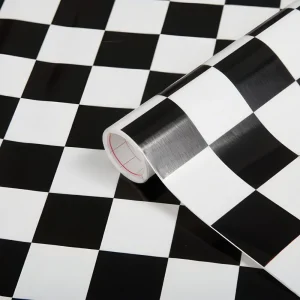 Αυτοκόλλητο για Ντουλάπια Ασπρόμαυρα Τετράγωνα – Decotek 8002565