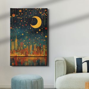 Πίνακας Ζωγραφικής Φεγγαρόφωτο στην Πόλη των Χρωμάτων - Decotek 221969