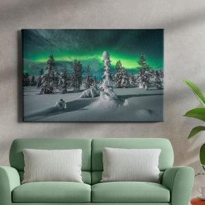 Πίνακας Ζωγραφικής Βόρειο Σέλας στο Χιονισμένο Δάσος - Decotek 222067