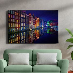 Πίνακας Ζωγραφικής Χρωματιστά Σπίτια στο Άμστερνταμ - Decotek 222041
