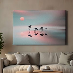 Πίνακας Ζωγραφικής Φλαμίνγκο στο Ηλιοβασίλεμα - Decotek 222042